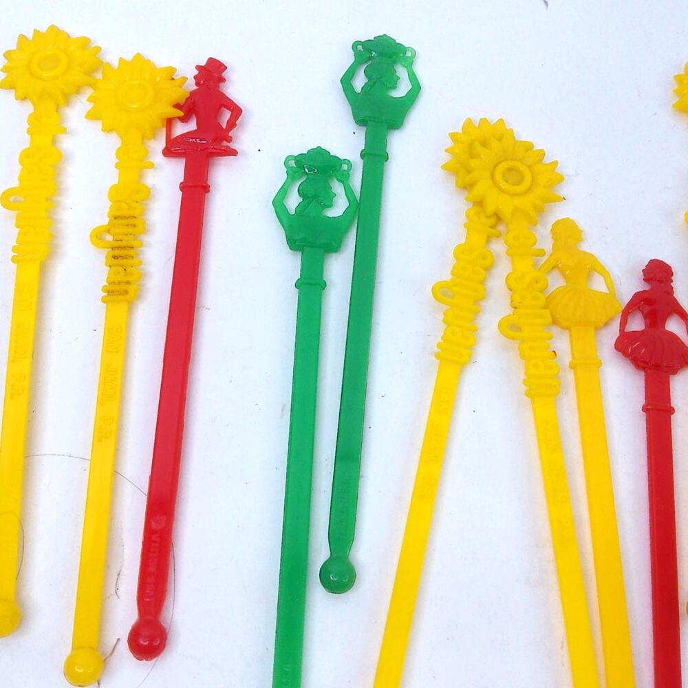 Vintage El San Juan Multicolor Swizzle Stirrers Set of 18